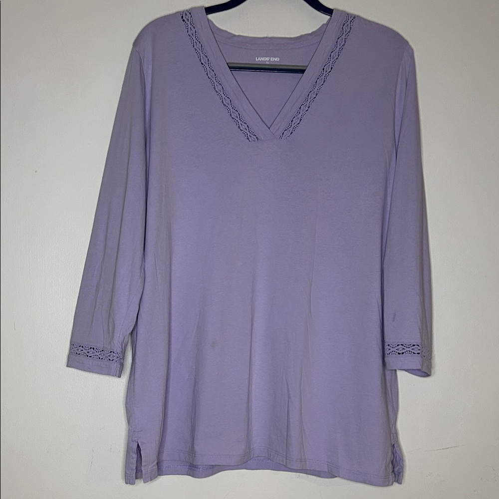 Lands' End Lavender Lace V-Neck Tunic